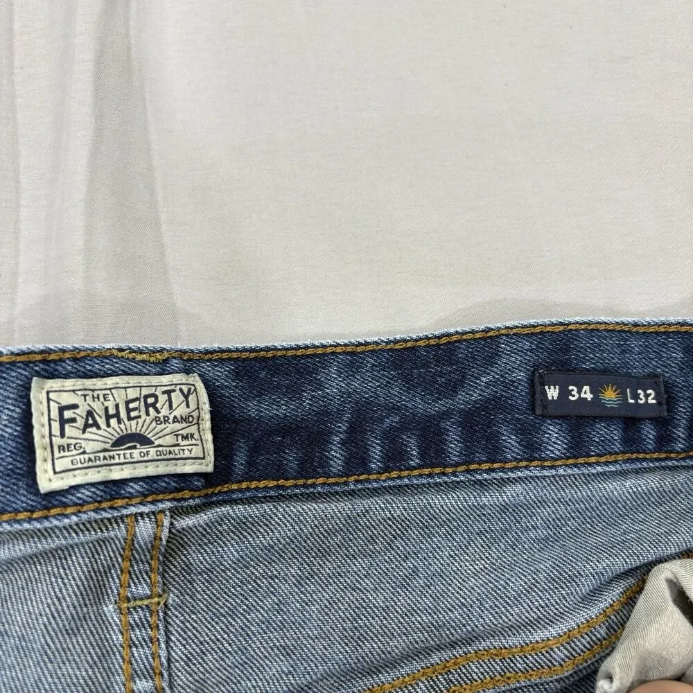 Faherty Jeans Straight Fit Mens 33x32 Feel Good Special Weave Casual Denim